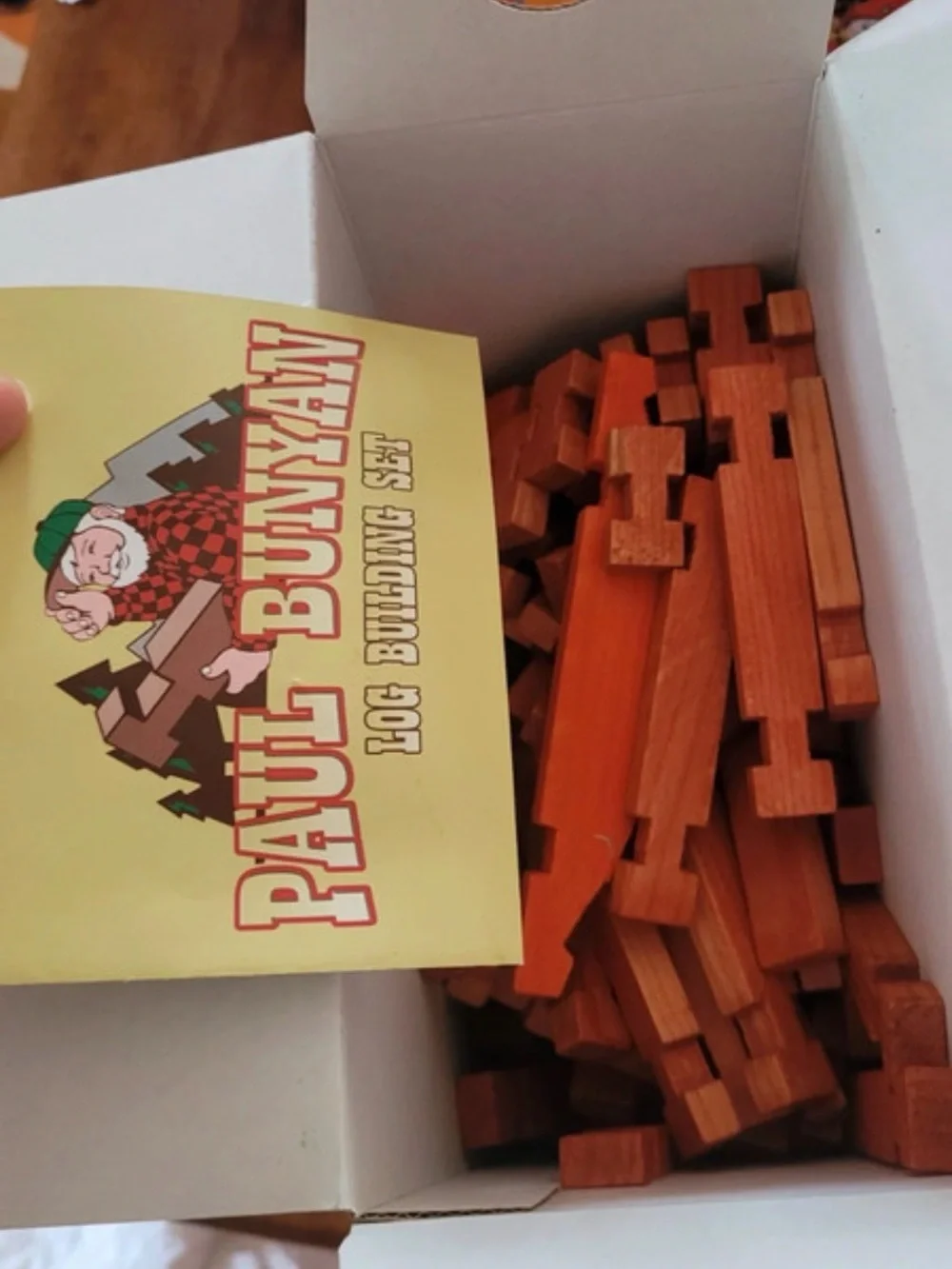 Vintage Paul Bunyan Clasaic Log Cabin Kids Toy - Green Roof